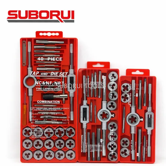 Suborui China Supplier OEM ODM 40PCS Metric & NPT Tap and Die Set Threading Tool Kit for Metal Repair with Case